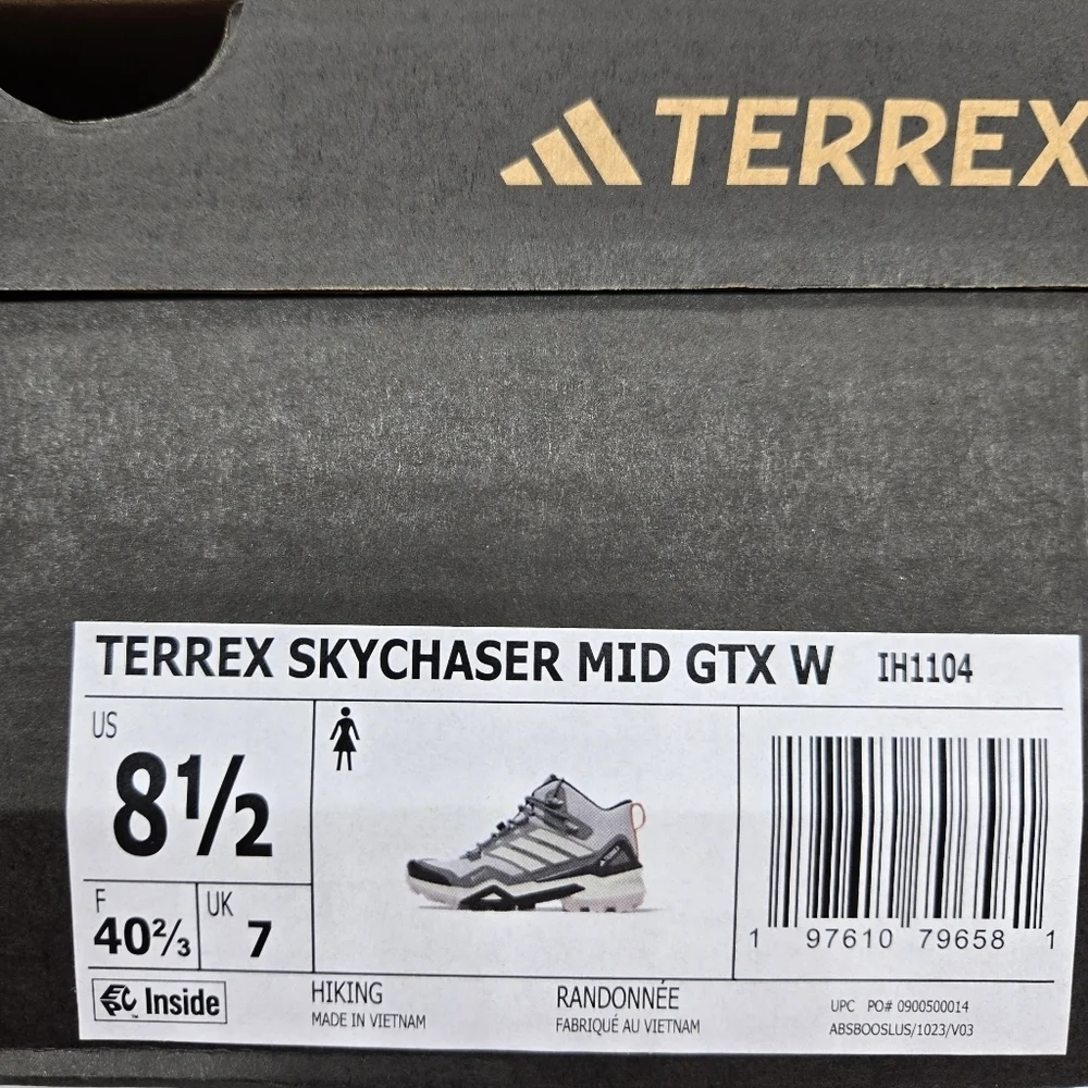 Adidas Terrex Skychaser Mid GORE-TEX 'Grey Off White' Women's Hiking Shoes 8.5